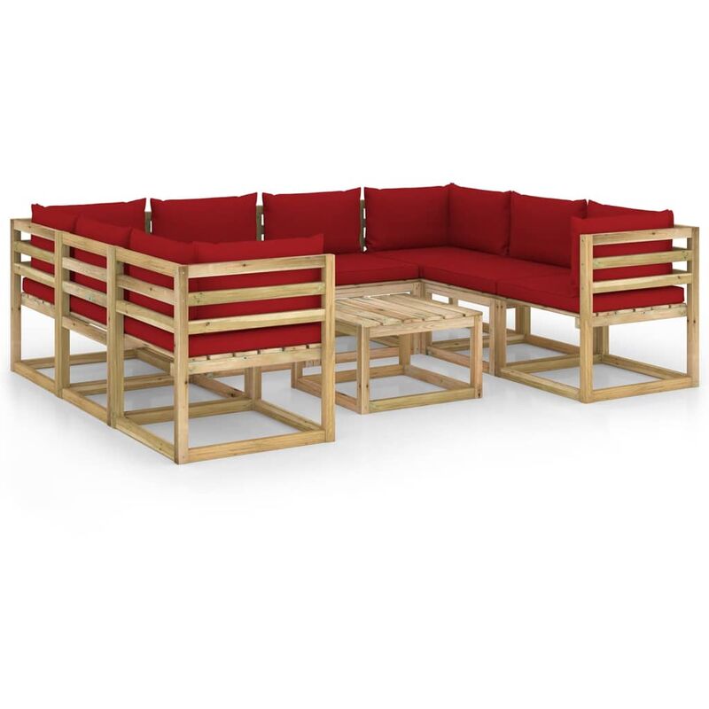 

Juego de muebles jardín 9 pzas cojines madera pino impregnado