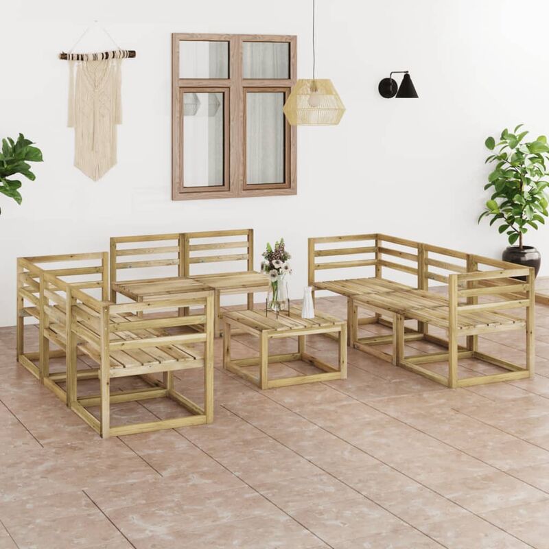 

Juego de muebles jardín 9 pzas verde madera pino impregnado