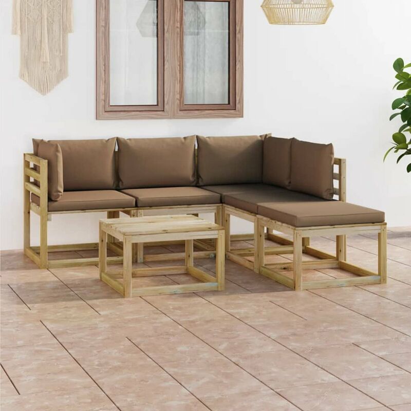 

Juego de muebles jardin de 6 piezas con cojines gris taupe
