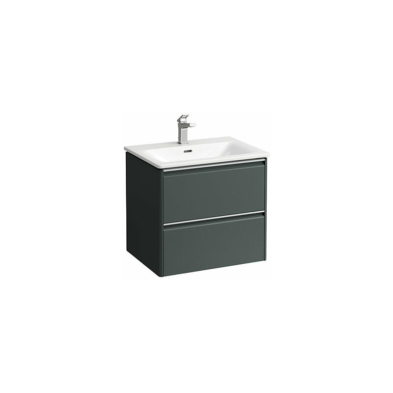 

Juego Running Palace, lavabo, 1 agujero para grifo, rebosadero, incl. mueble bajo, 2 cajones, 600x545mm, tirador de aluminio anodizado, color: Gris