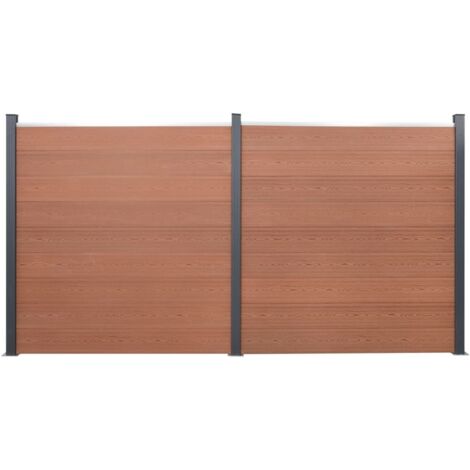 Juego de paneles de valla WPC marrón 353x186 cm