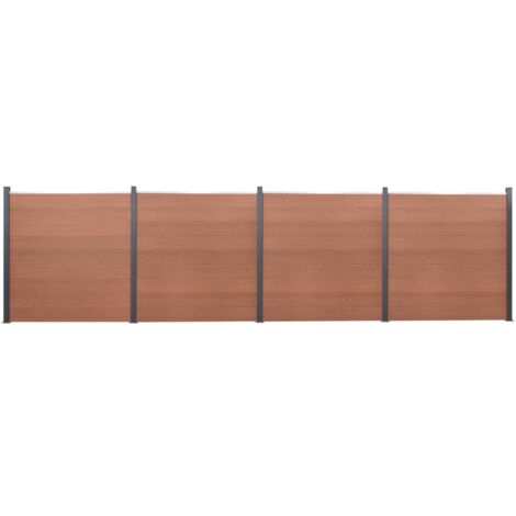 Juego de paneles de valla WPC marrón 699x186 cm