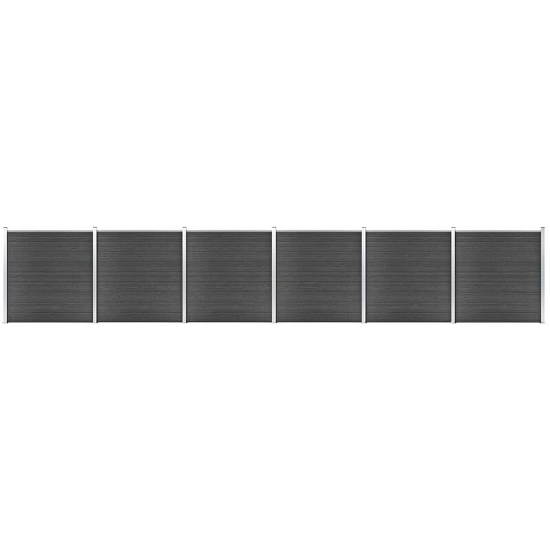 

Juego de paneles de valla WPC negro 1045x186 cm