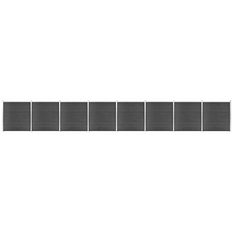 

Juego de paneles de valla WPC negro 1391x186 cm