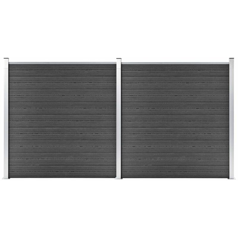 

Juego de paneles de valla WPC negro 353x186 cm