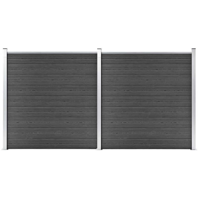 

Juego de paneles de valla WPC negro 353x186 cm - Negro