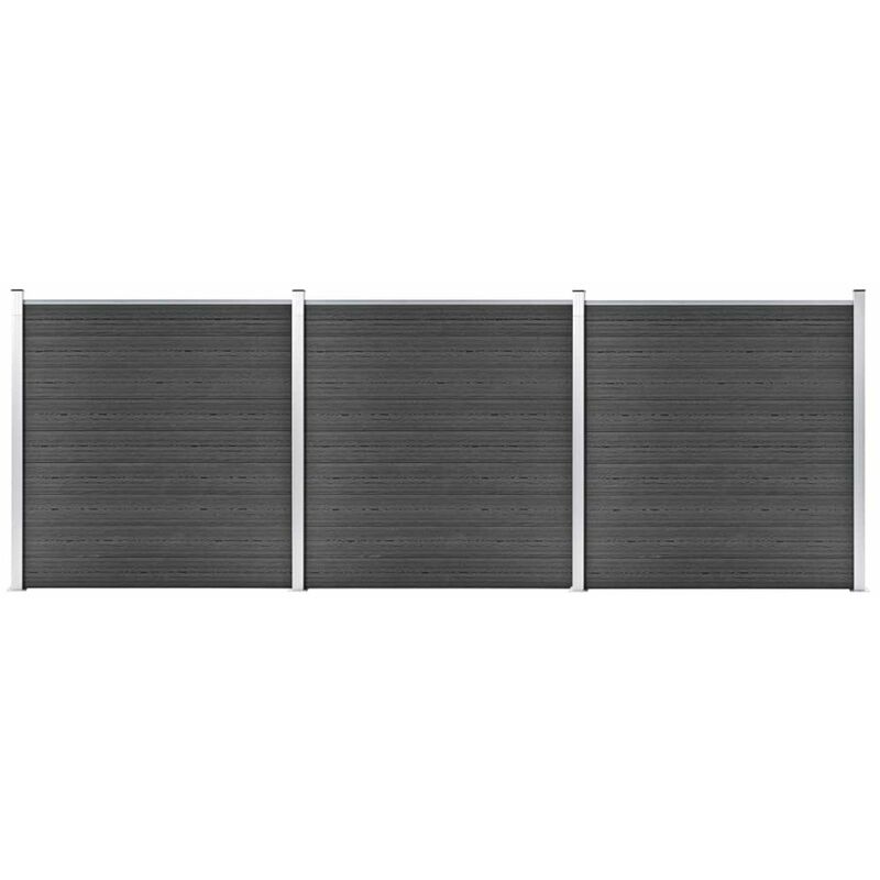 

Juego de paneles de valla WPC negro 526x186 cm