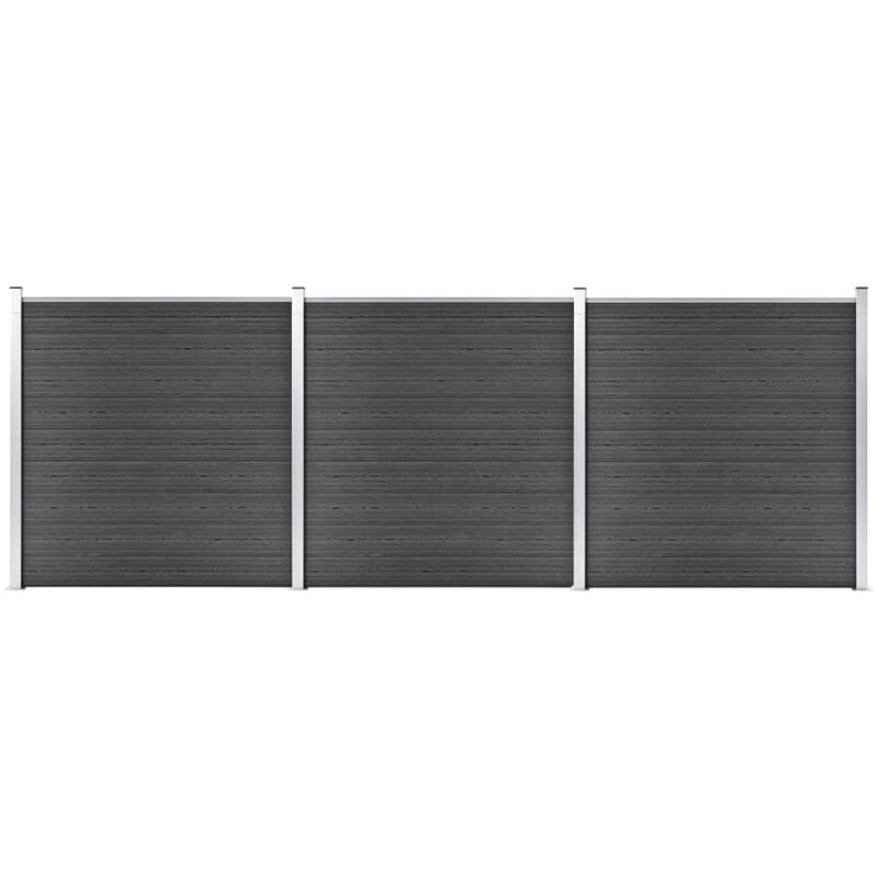 

Juego de paneles de valla WPC negro 526x186 cm