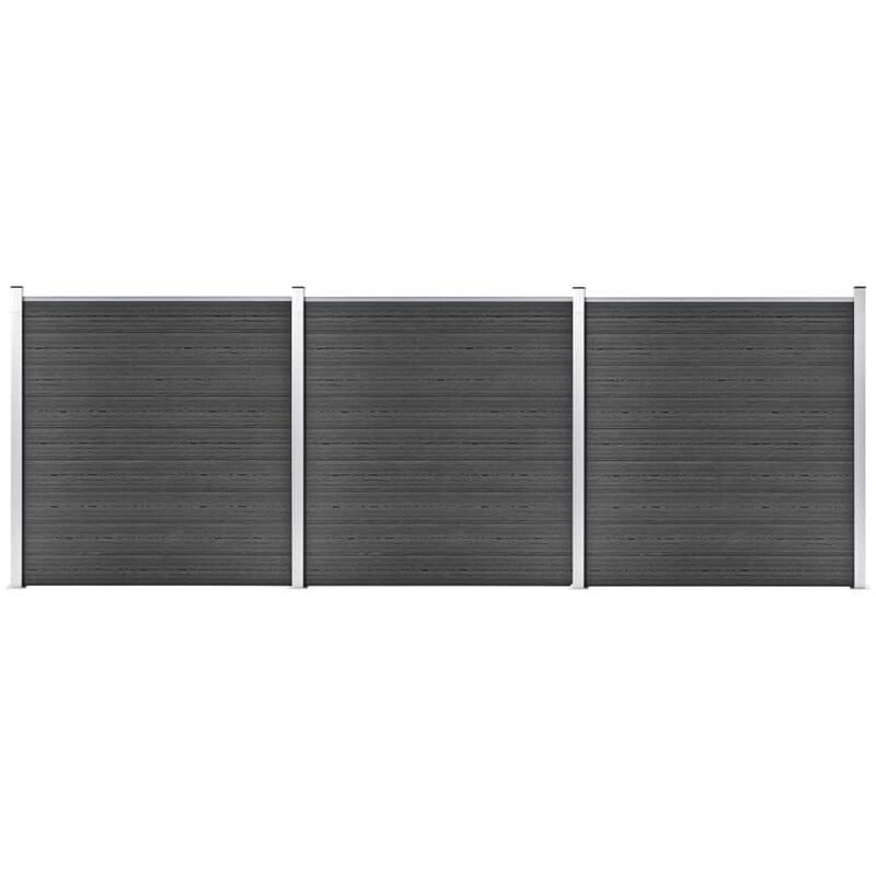 

Juego de paneles de valla WPC negro 526x186 cm - Negro