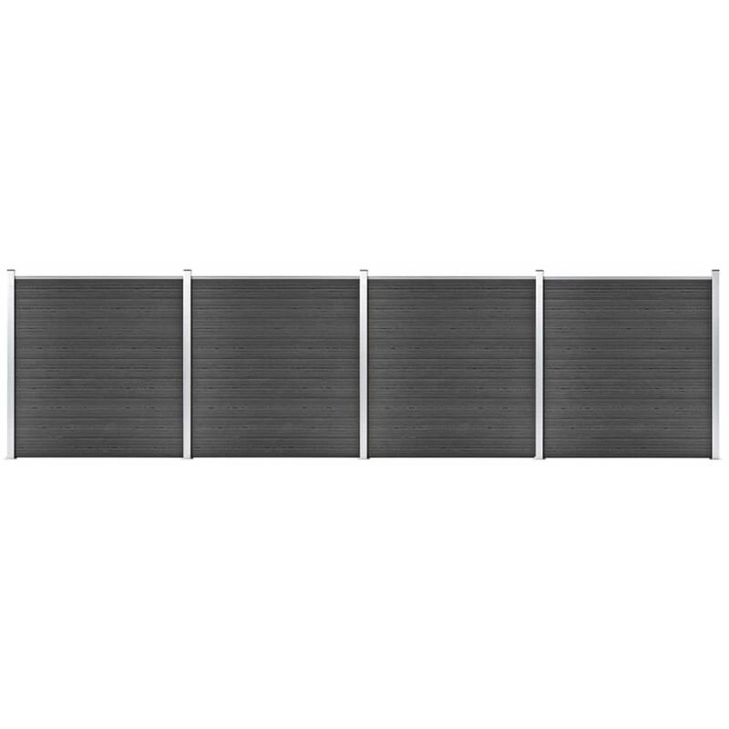 

Juego de paneles de valla WPC negro 699x186 cm