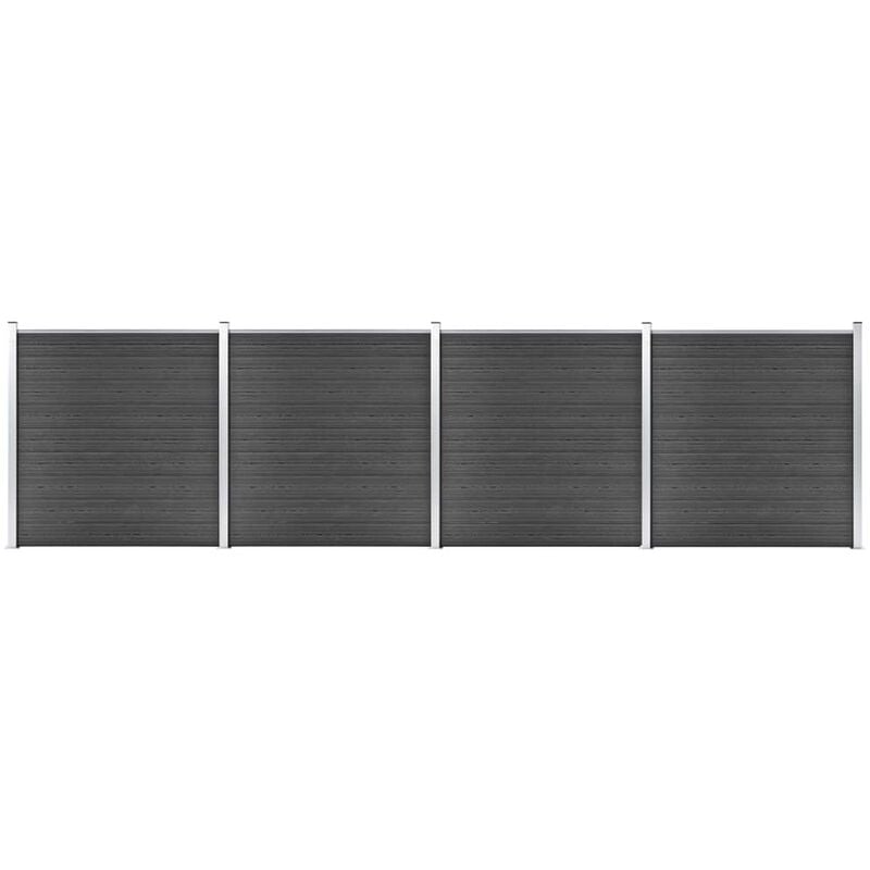 

Juego de paneles de valla WPC negro 699x186 cm