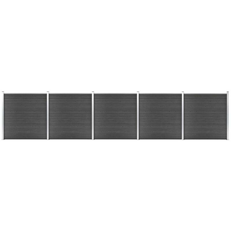 

Juego de paneles de valla WPC negro 872x186 cm