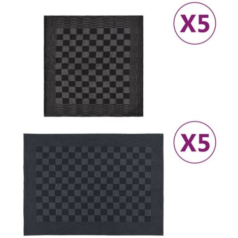 Juego de paños 10 unidades algodón negro y gris