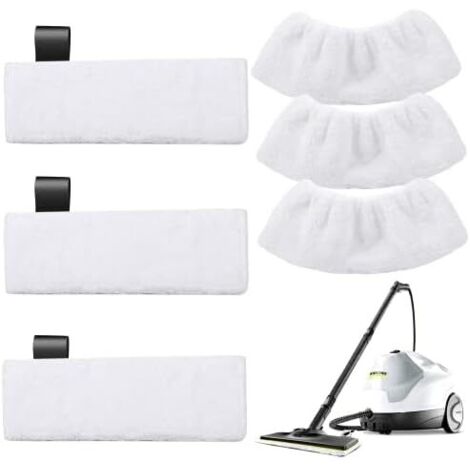 Juego de paños de microfibra compatibles con limpiadores a vapor Kärcher EasyFix SC1/SC2/SC3/SC4/SC5, repuesto de mopa a vapor con base de velcro, eliminación de suciedad (juego de paños con 3 boquill