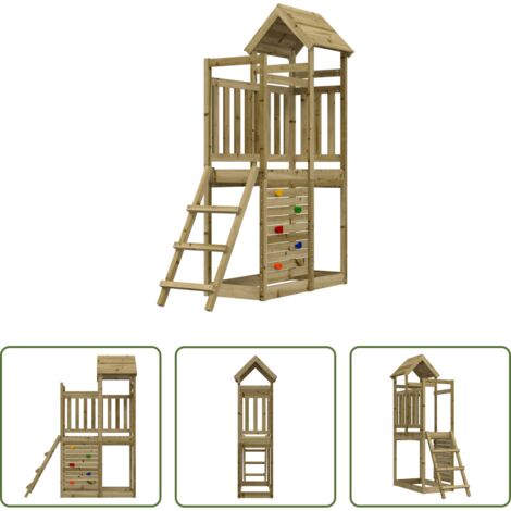 Juego de patio -  Torre de Juego Marrón Madera Sólida Impregnada