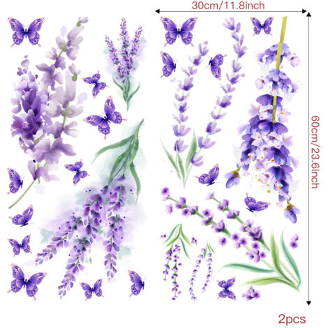 Juego de pegatinas de pared de lavanda morada - Decoración de pared