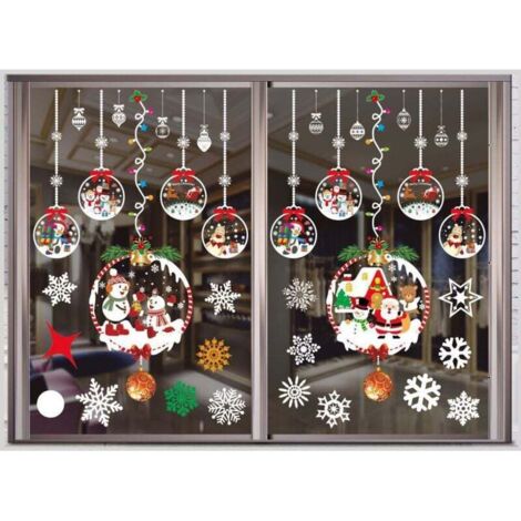 Juego de pegatinas navideñas grandes para ventanas, extraíbles, estáticas y reutilizables, de doble cara, decoraciones navideñas e invernales DIY para ventanas y escaparates.