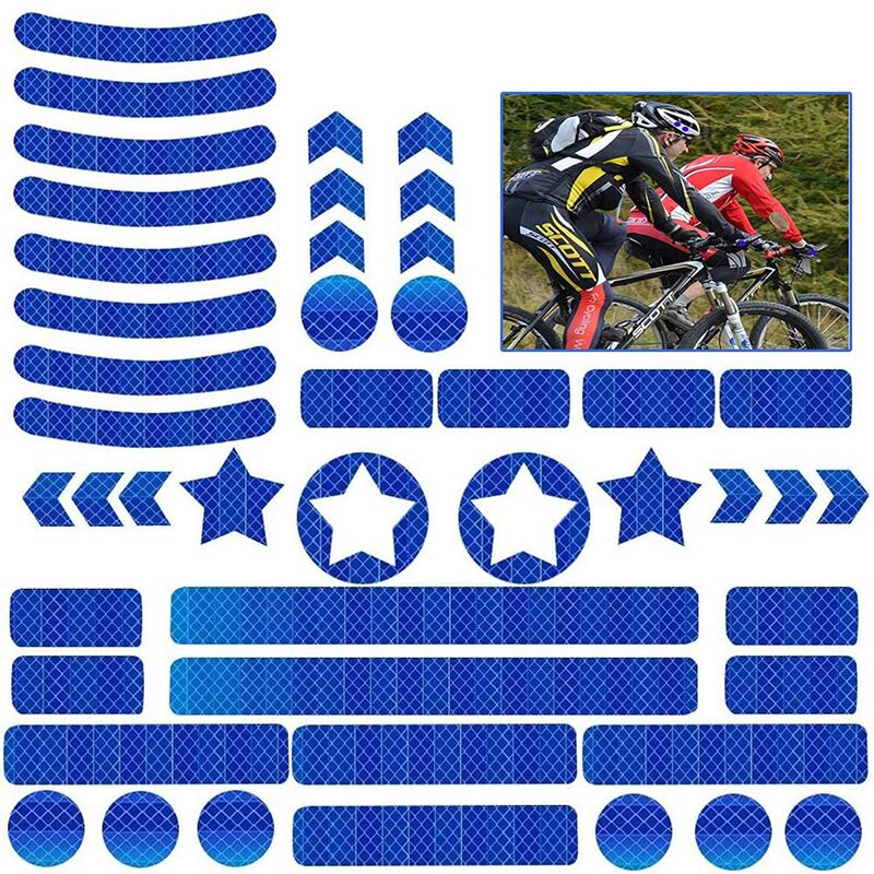 

Juego de películas reflectantes autoadhesivas reflectantes de 42 piezas para marcar de seguridad cochecitos, bicicletas, cascos con pegatinas