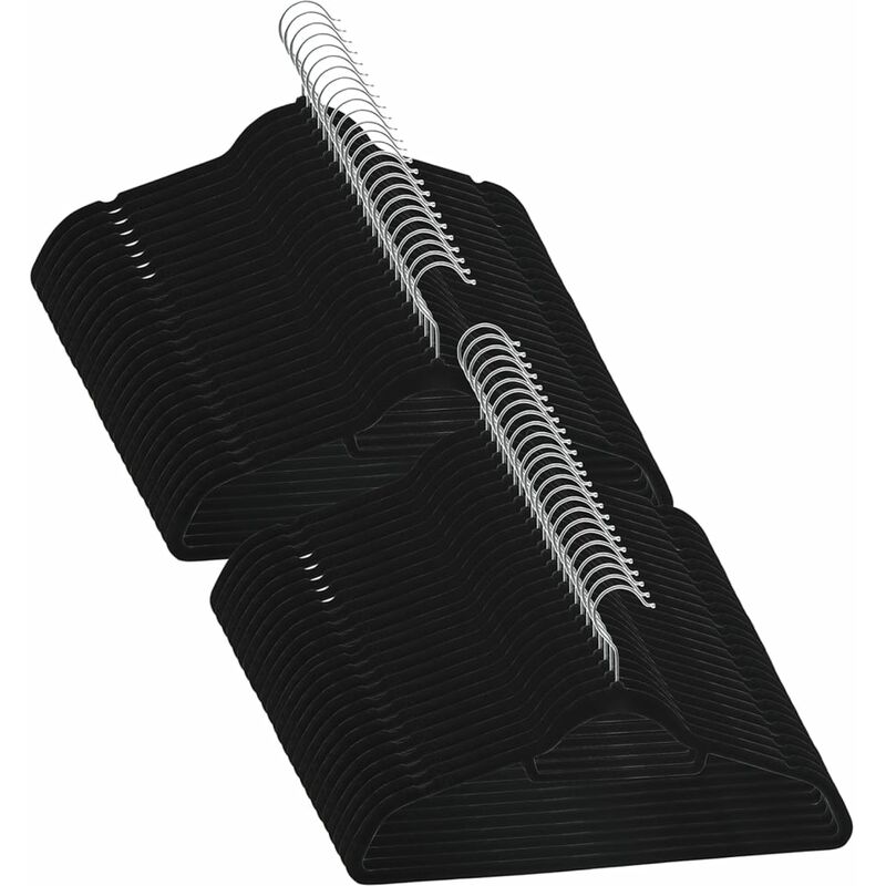 

vidaXL Juego de Perchas de Ropa Antideslizantes Terciopelo 50 Unidades Negro - Negro