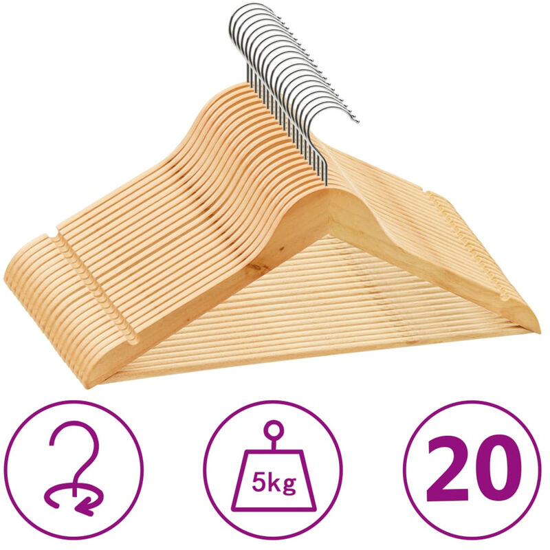 

Juego de perchas para ropa 20 uds antideslizantes madera dura