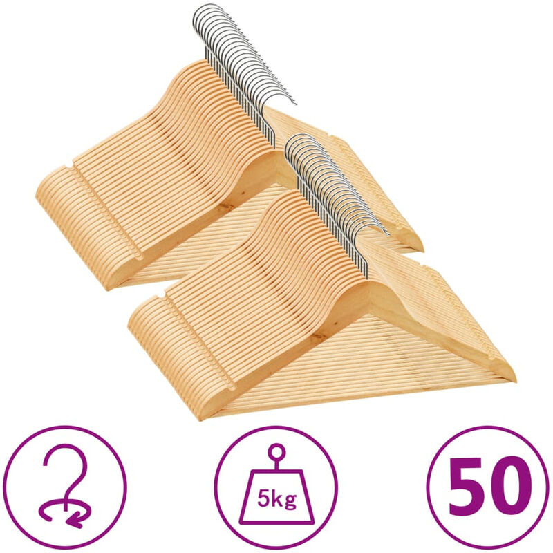 

Juego de perchas para ropa 50 uds antideslizantes madera dura