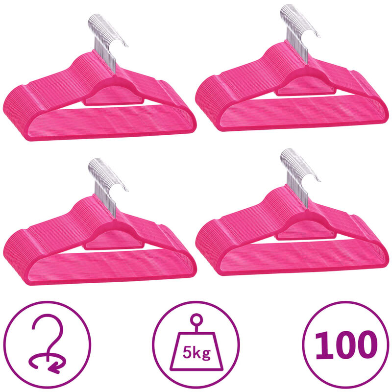 

Juego de perchas ropa 100 uds antideslizantes terciopelo rosa - Rosa
