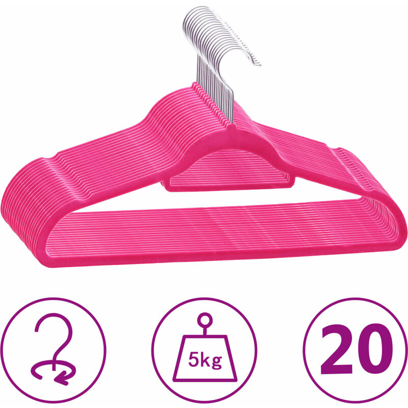 

Juego de perchas ropa 20 uds antideslizantes terciopelo rosa