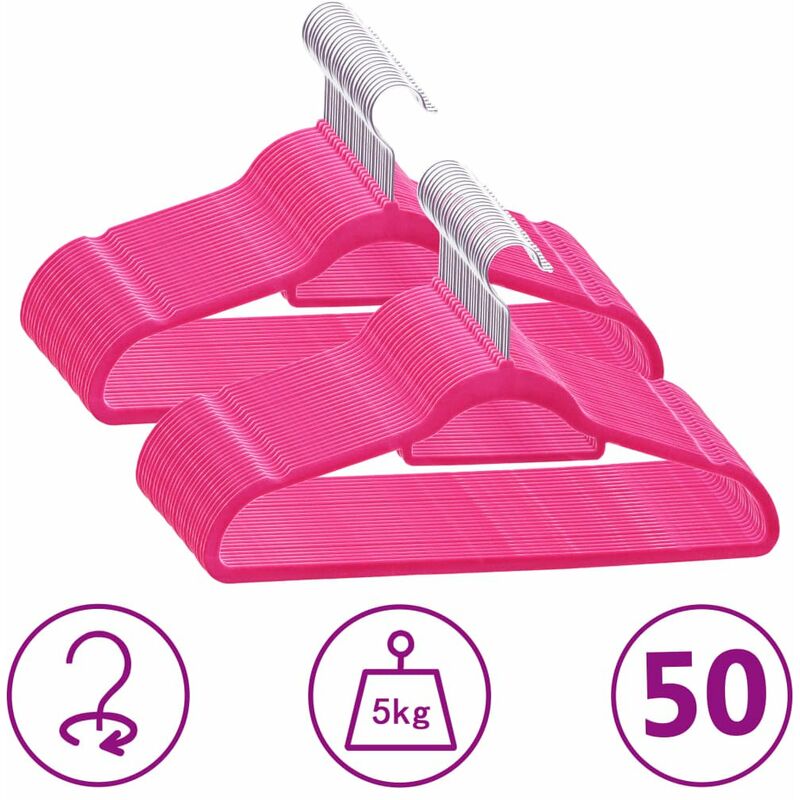 

Juego de perchas ropa 50 uds antideslizantes terciopelo rosa