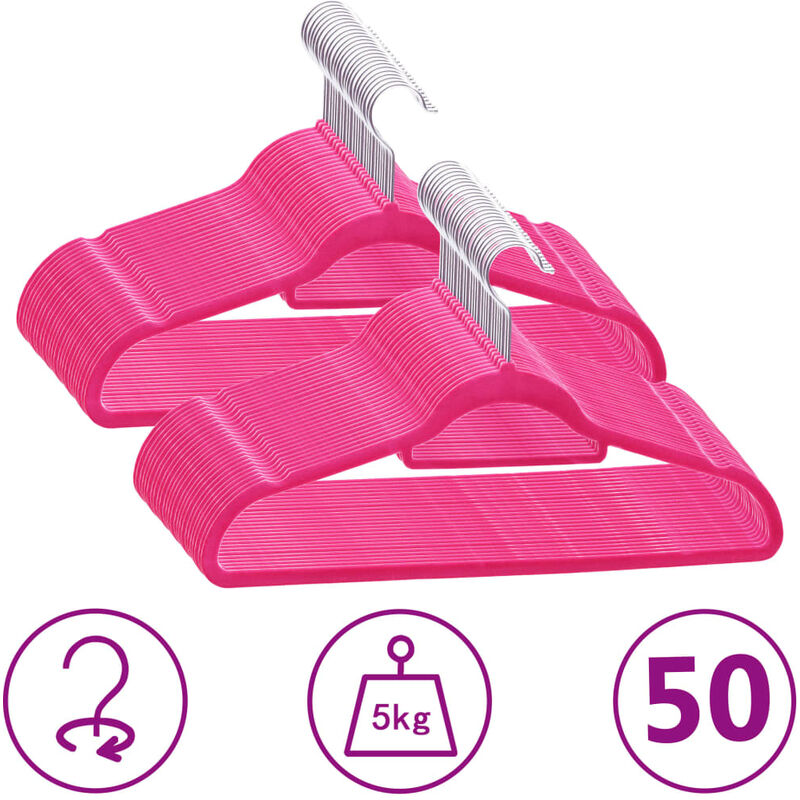 

Juego de perchas ropa 50 uds antideslizantes terciopelo rosa