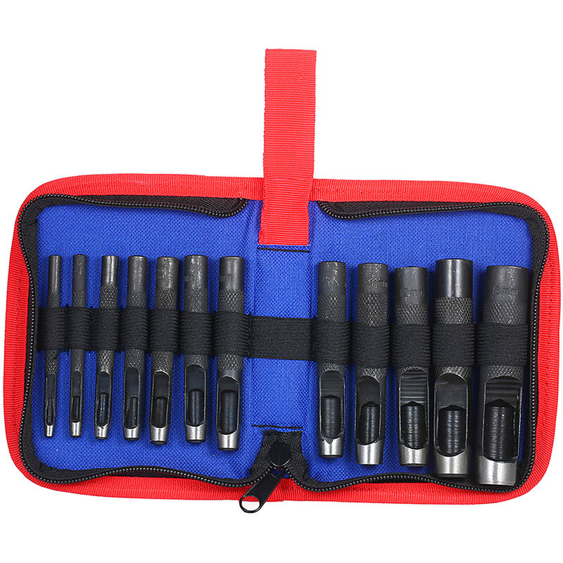 

Juego de perforadoras huecas de cuero de 12 piezas, cortador perforador de agujeros redondos de cuero resistente