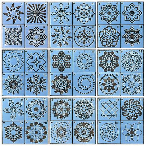 Juego de plantillas de 36 piezas, plantillas artesanales reutilizables, plantillas de Mandala, plantillas de pintura de corte láser para pintura Diy