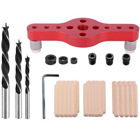 Juego de plantillas de espiga autocentrante de aleación de aluminio (rojo), posicionador de punzón de 6/8/10 mm, herramienta para trabajar la madera