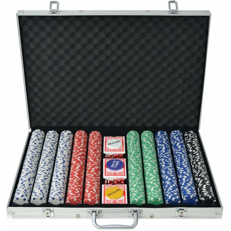 

Happyshopping - Juego de Poker con 1000 fichas y maletin de aluminio