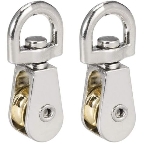 Juego de poleas simples con gancho giratorio para grúa de elevación de 1/5 de pulgada, polea de línea de elevación, polea de tracción de aleación de zinc, 2 piezas