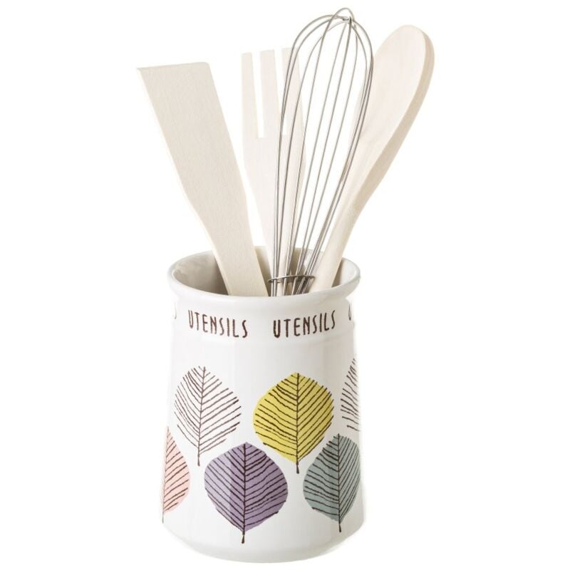 

Juego de porta utensilios de hojas de 4 accesorios blanco exótico de stoneware