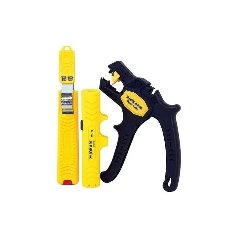 Juego de procesamiento de cables Jokari con cuchillo para cables n° 28, pelacables n° 12 y pelacables Super 4 Plus, para cables redondos ø8-28 mm)