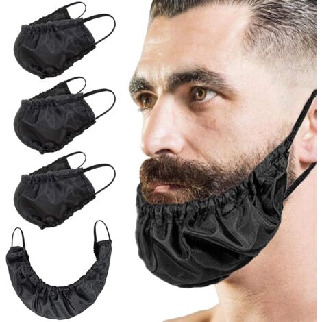 Juego de protección para barba de 4 piezas para hombre, red negra para barba, protección para el vello facial, mascarilla transpirable, para uso en restaurantes, protector.