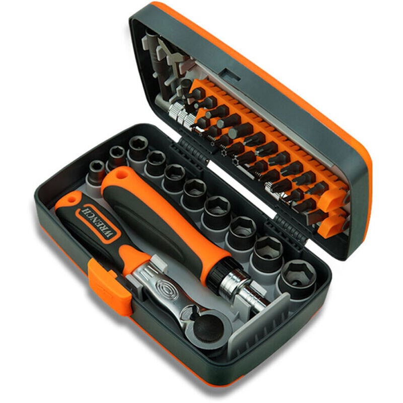 Juego de puntas de destornillador de trinquete para ahorro de mano de obra 38 en 1, kit de herramientas multiusos, herramientas de hardware, llave