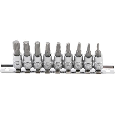 Juego de puntas de vaso  entrada 6,3 mm (1/4")  perfil en T (para Torx) T10 - T50  9 piezas