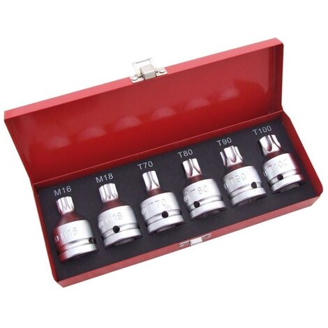 JUEGO DE PUNTAS EN Vasos de impacto TORX INVIOLABLES Y XZN INVIOLABLES 6 PZS
