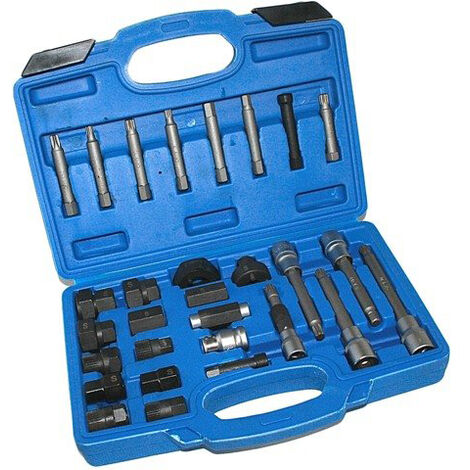 juego de puntas y llaves,extractor para poleas alternador 30 piezas