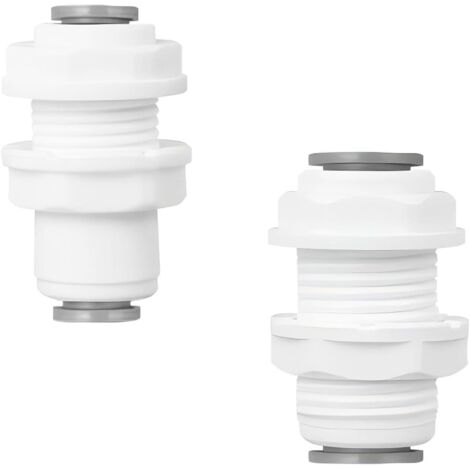 juego de racores de mamparo, conector roscado para depósito de agua, conexión a presión de 6,35 mm + conexión a presión de 0,95 cm, para sistema de ósmosis inversa de agua RO.