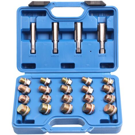 Juego de reparacion de rosca de carter, tapon de carter y cajas de cambio. Machos, tornillos y arandelas para carter, 64 piezas