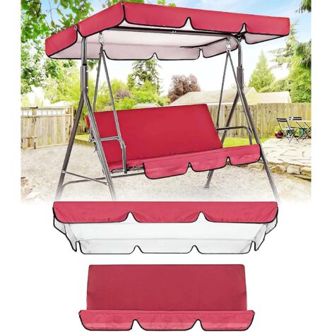 Juego de repuesto de toldo impermeable para columpio de patio. Cubierta protectora solar para columpio de 3 plazas con funda para cojín. Juego de cubierta superior para toldo de columpio de exterior.