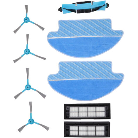 Juego de repuestos para aspiradoras robot: 9 accesorios (cepillo principal, cepillos laterales, filtro, mopa), compatible con Conga 3090 – fabricado en ABS resistente y material de fibra.