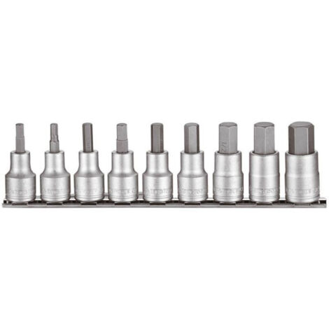 Juego de rieles con clip para dados con punta hexagonal de 1/2", 9 piezas TENGTOOLS