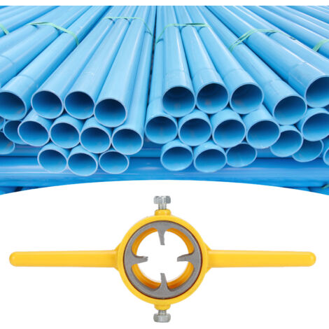 [Juego de roscado de tuberías] Robusto juego de roscado manual de 60° con 3 tamaños de terrajas e insertos para tuberías de PVC y NPT.