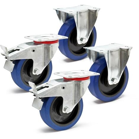 Juego de ruedas 160 mm 2 x ruedas giratorias doble freno y 2 x ruedas  giratorias 130 kg/rueda
