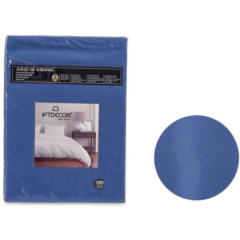 Juego de Sábanas Azul Cama de 135 3 Piezas