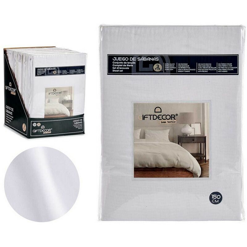 

BHD - Juego de Sábanas Cama de 150 Blanco (3 Piezas)
